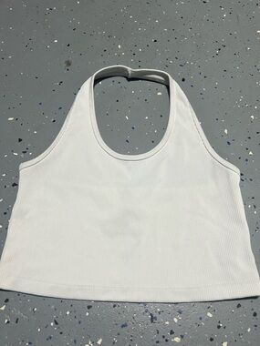 H&M White Ribbed Halter Crop Top